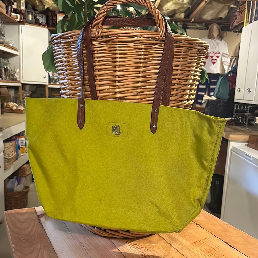 Ralph Lauren Avacado Green Canvas Tote Bag